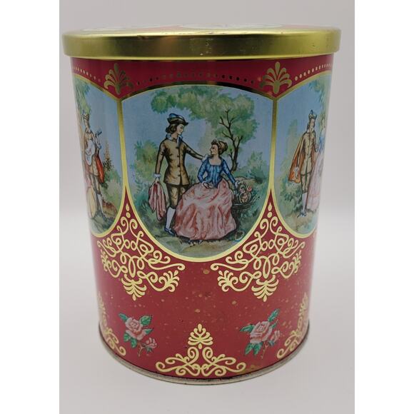 Mid Century Vintage Container / Red Gold Decorative Candy Tin / Made In England - Picture 6 of 16